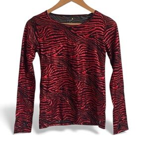 Pheel Peekaboo Foil Mesh Long Sleeve Top SMALL NEW!